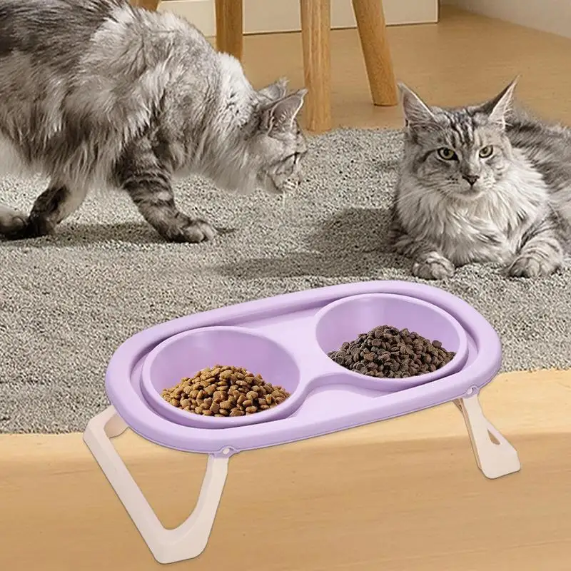 Double Cat Bowl Adjustable Height High Cat Dish Double Food Bowl Anti-Splash Pet Supplies For Homes Pet Owners Veterinary supply