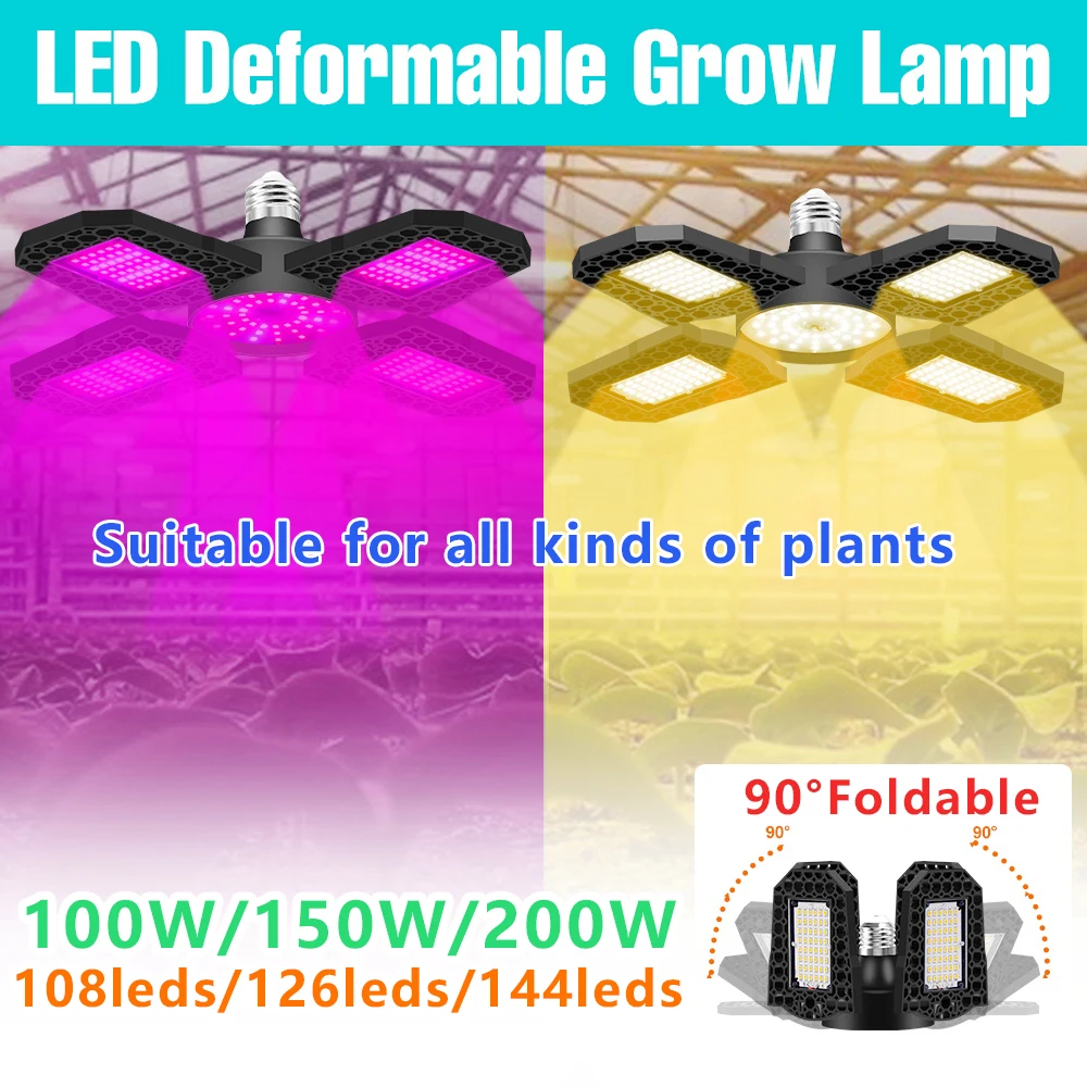 

Plant Grow Light LED Bulb 300W E27/E26 Full Spectrum Hydroponic Growing Lamp Growth Box Seeds Cultivation Light Bulbs Deformable