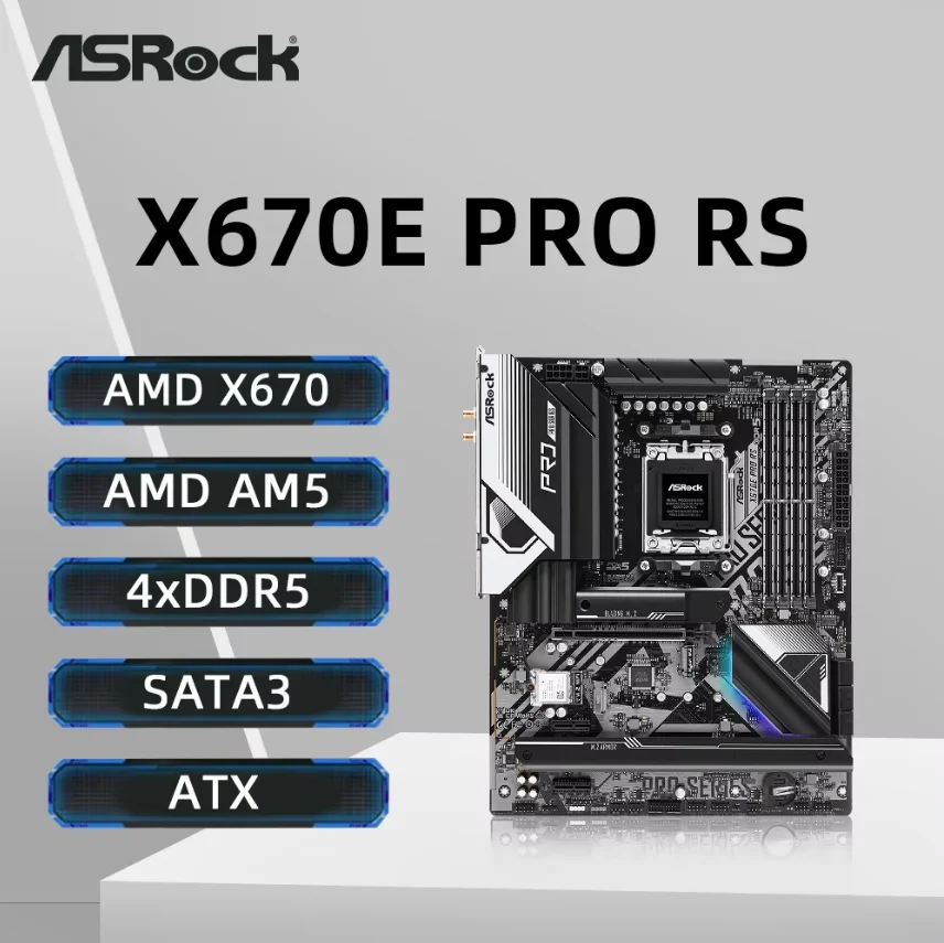 ASRock X670E PRO RS Motherboard Support 7900X 7800X3D 7700 7600X 7500F CPU DDR5 7800MHz M.2 NVME PCIe 5.0 AMD X670 AM5 Mainboard