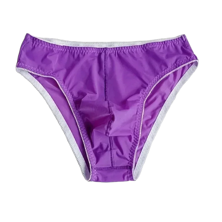 Man's Purple Briefs Sexy Middle Waist Silky Fabric Live Show Dance DJ Club Private Party