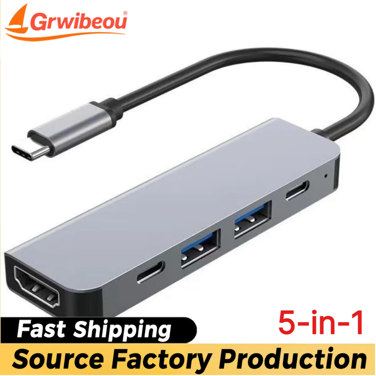 5-in-1 Type-c To HDTV Adapter USB C Hub USB 2.0/3.0 PD Charging Port or MacBook IPad Samsung S10 Dex TV Mouse Keyboard U Disk