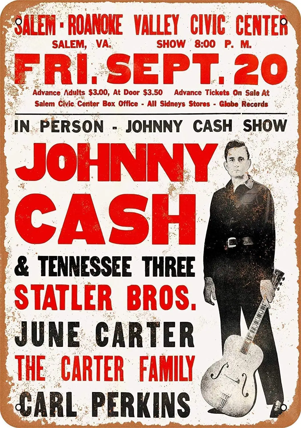 Ylens Johnny Tin Sign 1968 Cash in Virginia Vintage Metal Signs es-Aluminum
