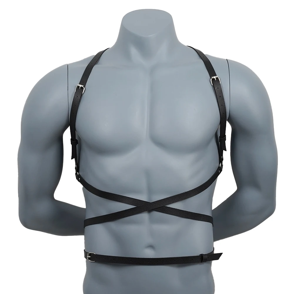 Male Leather Lingerie Sexual Chest Harness Men Adjustable Rave Gay Clothing BDSM Fetish Full Body Harness Belt Strap for Sex