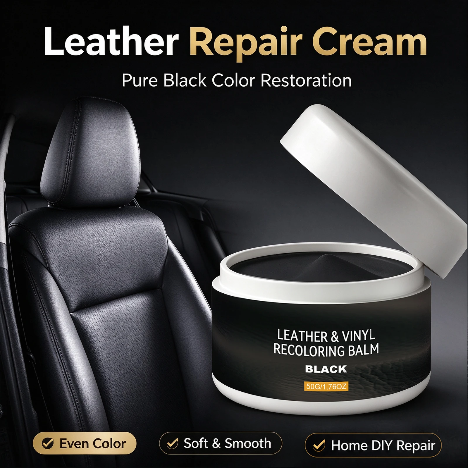 Leather Repair Balm for Dark Brown Medium Brown Grey Black Restores Faded Area and Fills Light Scratches Leather Restoration Kit