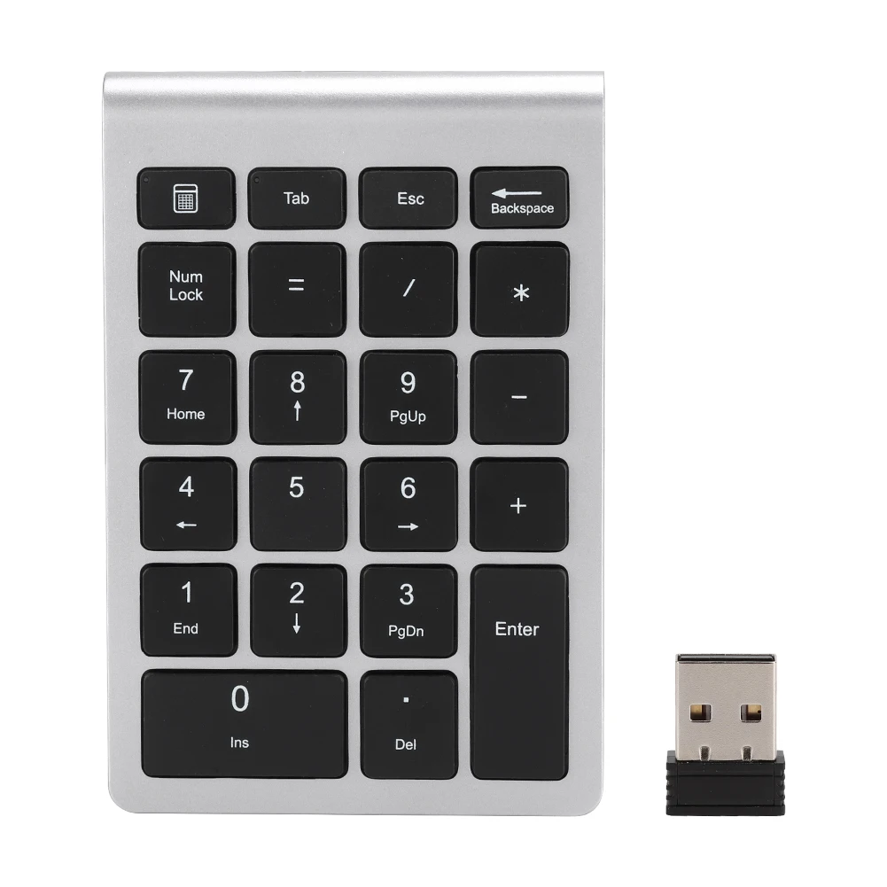 22Keys Numeric Keyboard 2.4G Wireless Mini Portable Ergonomic Design Digital Keyboard Numpad with USB Receiver for Office Laptop