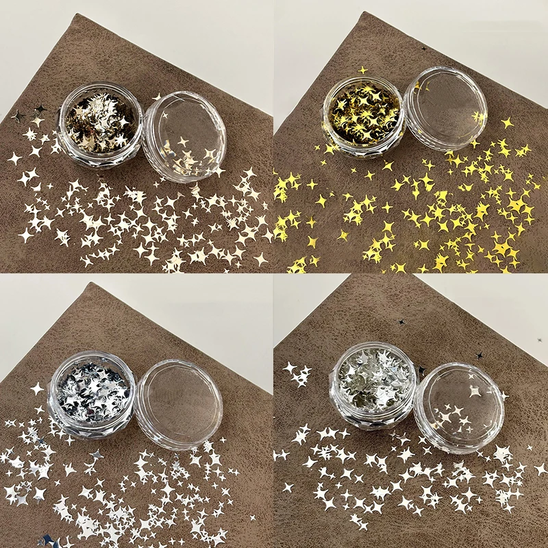 1 caja de purpurina para uñas con forma de estrella, lentejuelas, copos brillantes, abalorios para decoración de uñas, accesorios de rebanadas DIY