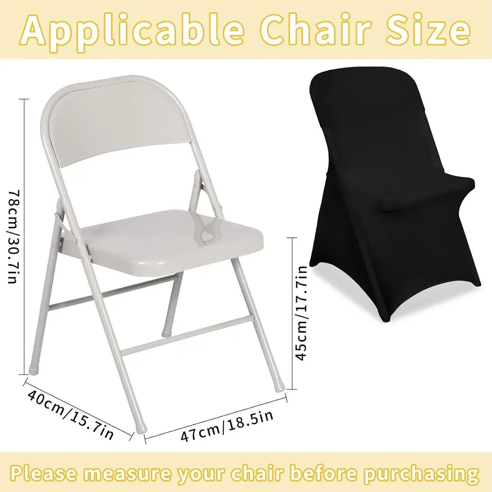 أغطية كراسي قابلة للطي قابلة للتمدد من ألياف لدنة عالمية، 100 عبوة لحفلات الزفاف والحفلات والولائم والاحتفالات والعروض التجارية