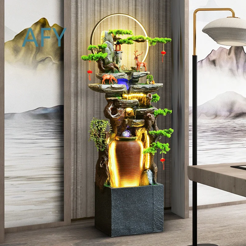 Floor Floating Ornament for Feng Shui Wealth Attraction Decorative Fountain for Living Room Cabinet Decoration for Polo Home