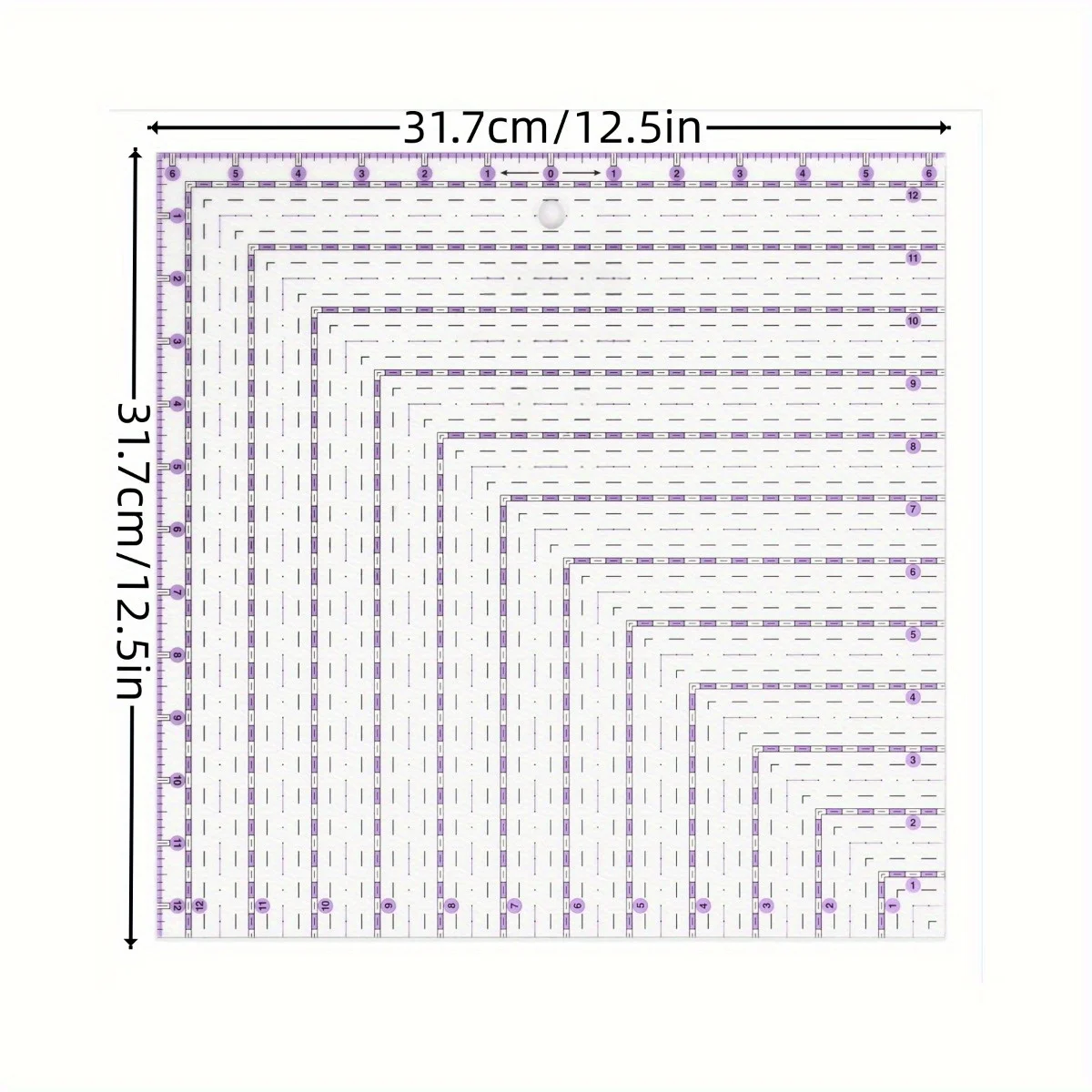 Square sewing ruler, transparent acrylic sewing square template, imperial 12.5 \