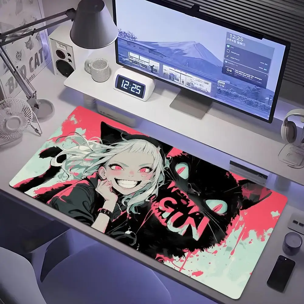 Black cat Mouse Pad Tablet mouse Pad Laptop xl desktop mate, cute HD Rainbow Gaming keyboard pad, Player, 90x40