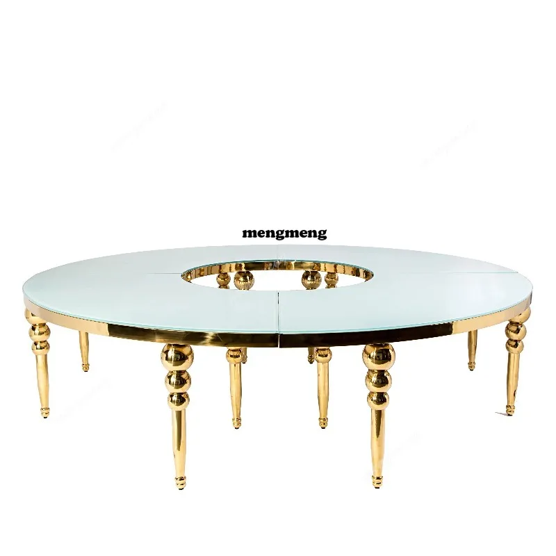 

S-shaped splicing serpentine wedding party Party Birthday hotel glass white gold round table