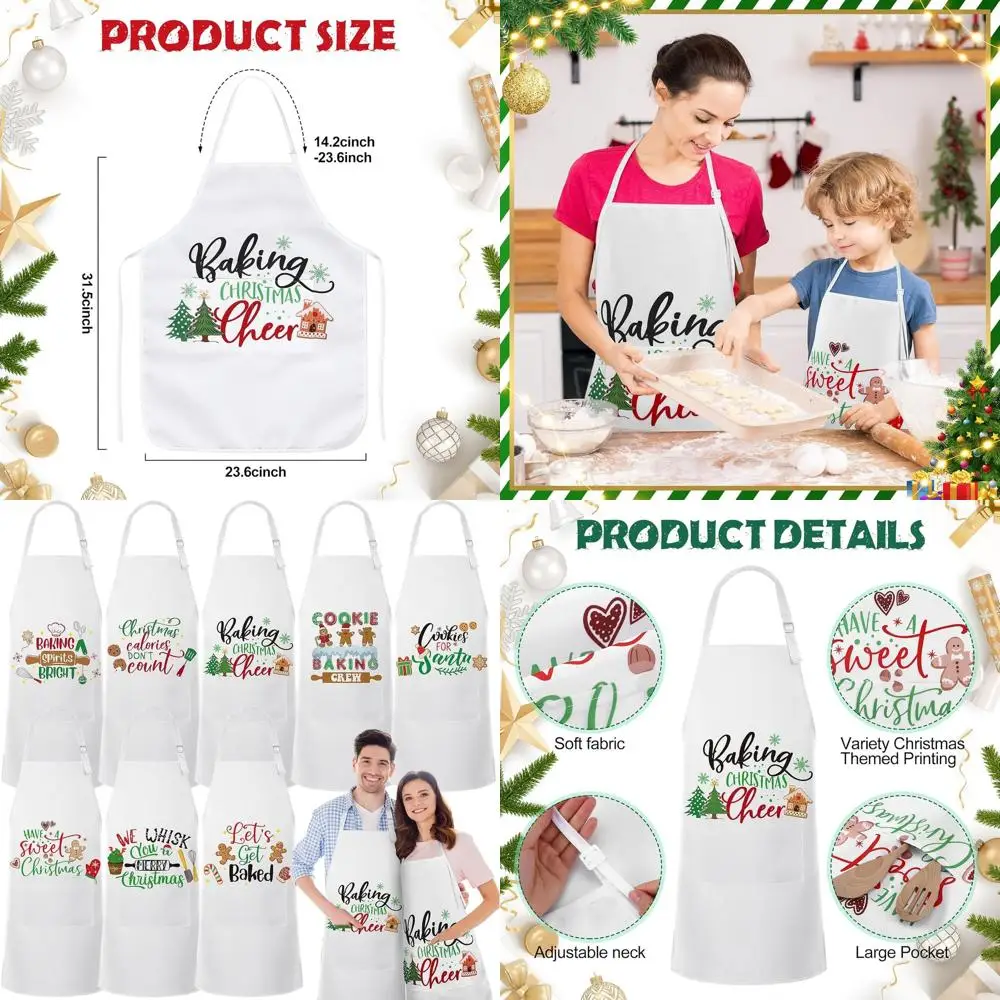 

Couple's Festive Baking Aprons with Pockets: A Fun Holiday Gift for the Kitchen