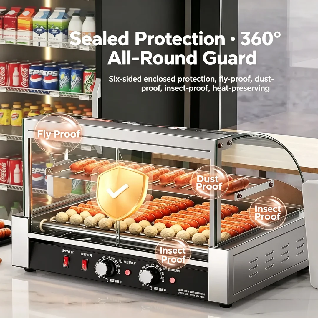 Commercial Mini Hot Dog Roller Grill Automatic Sausage Roaster Household Tabletop Electric Ham Sausage Baking Machine