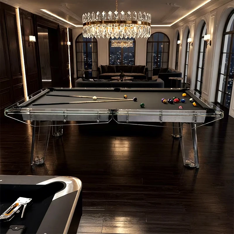Premium 12mm Luxury Transparent Crystal Glass 9ft Slate Pool Table Glass Rails Home Use Tournament Grade Billiard Table