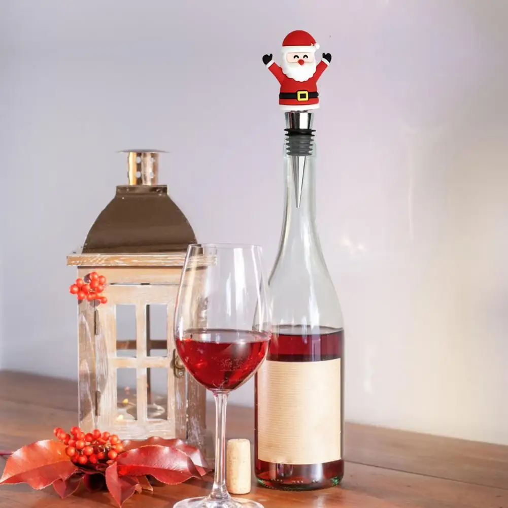 Christmas Wine Bottle Stopper Santa Snowman Xmas Tree Wine Cork Saver Beverage Beer Bottle Sealer for Holiday Home Decor