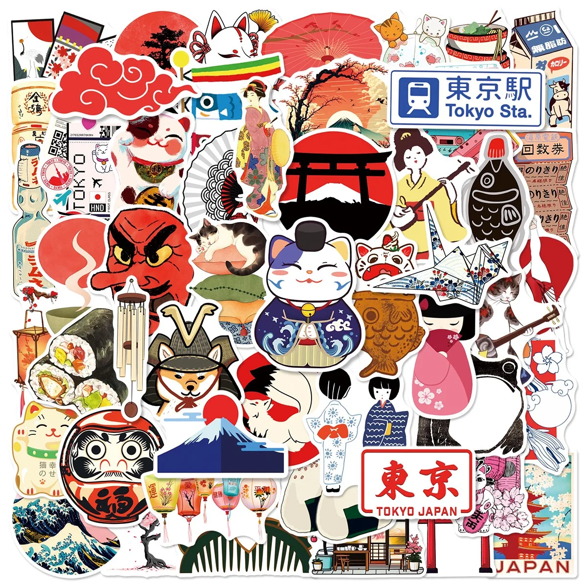 10/50pcs Ins Style Japanese Traditional Culture Travel Stickers For Laptop Water Bottle Luggage Notebook Waterproof Vinyl Decals