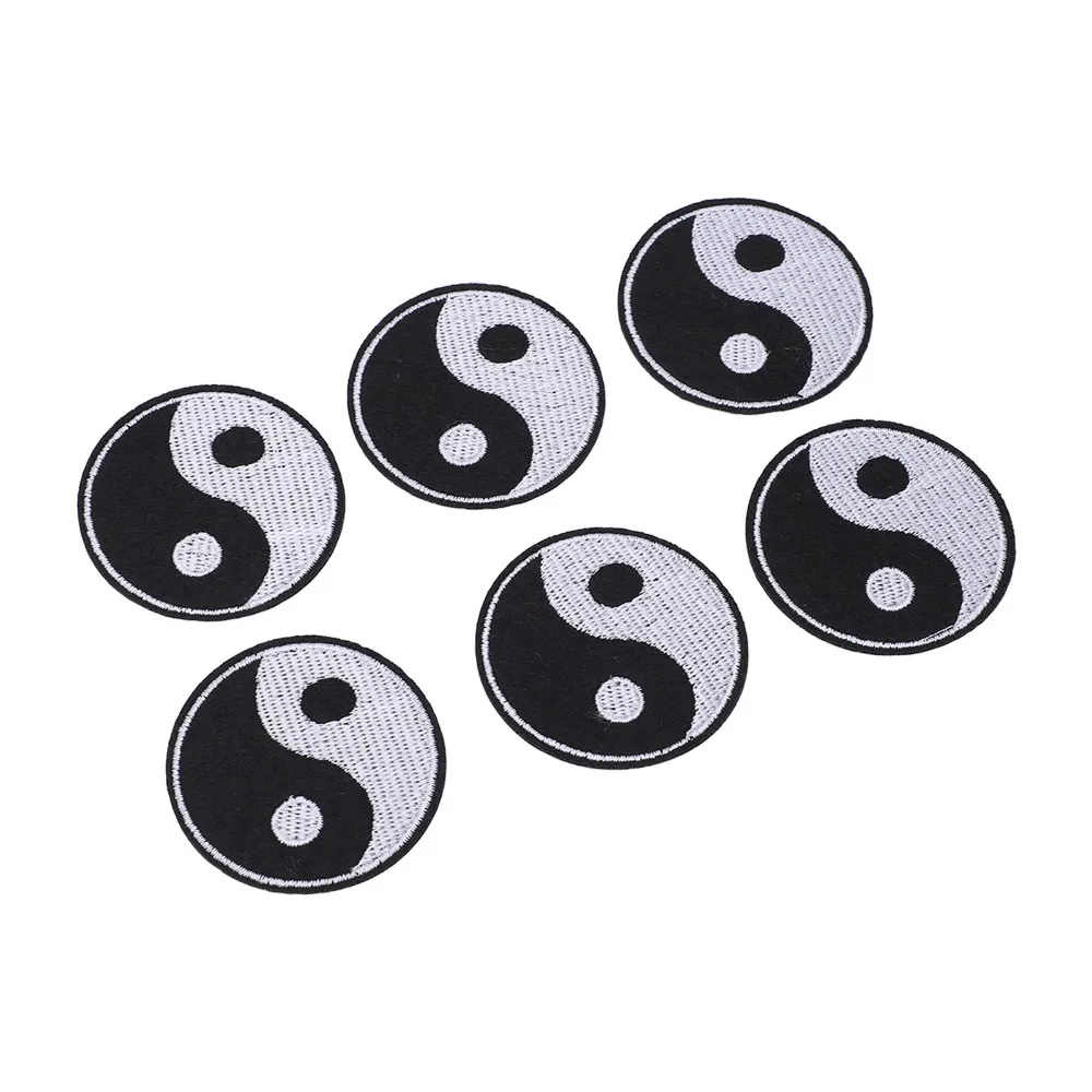6pcs Individuation Cotton Yin Yang Patch Iron On Mysterious Pattern Embroidered Patch Sew On Patch Wallet Decoration