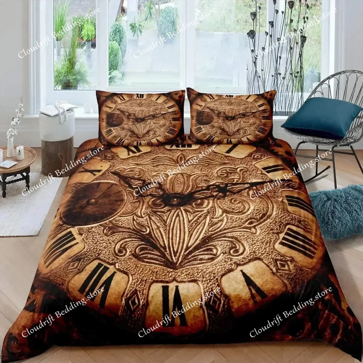 3D Print Ndustrial Gear Duvet Cover Set Queen Size Steampunk Style Locks Comforter Cover Boys Men Mechanical Device Bedding Set