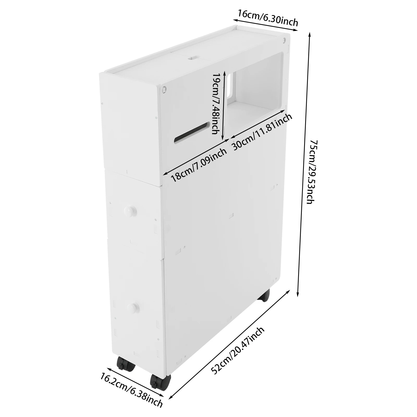 Шкаф для хранения в ванной комнате с тормозом, универсальное колесо, подвижное и запираемое, большой вместимости, удобный для использования в ванной, туалете, спальне