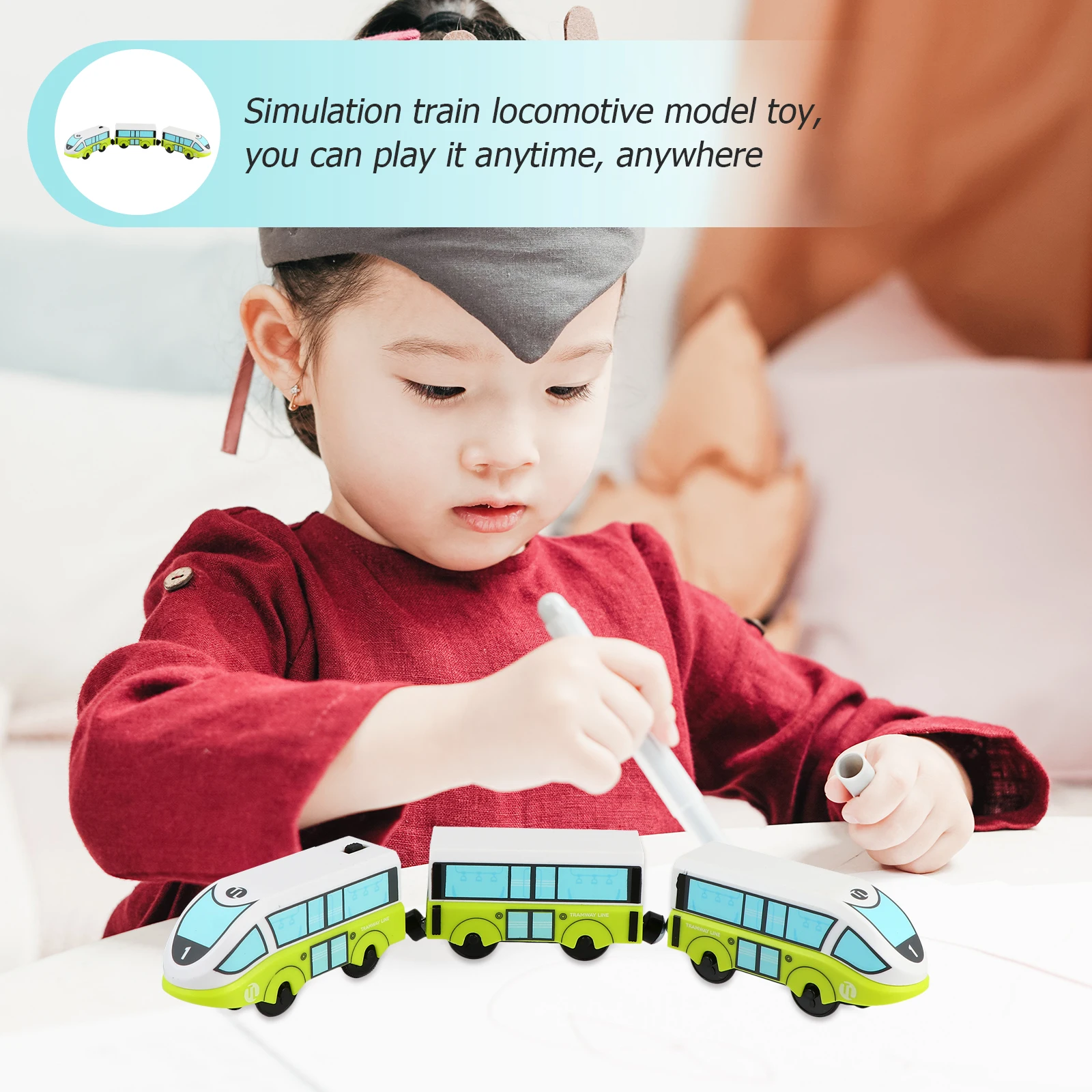 

Train Electric Head Powered Toy Magnetic Kids Educational Plaything Baby Green Competition Toddler