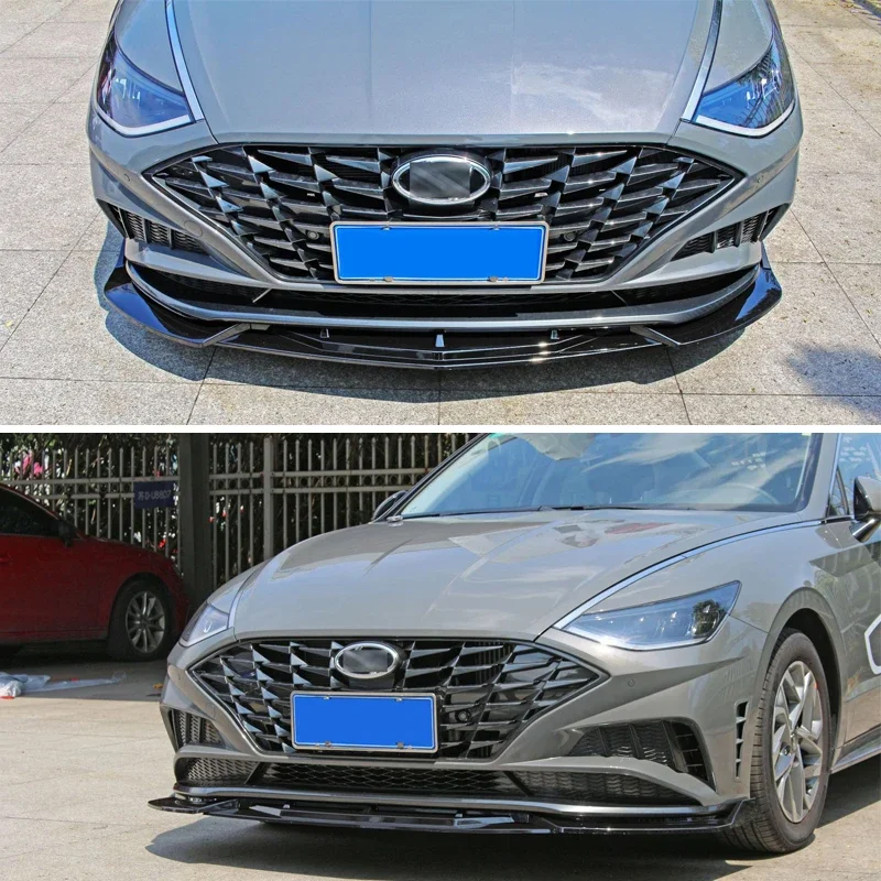Front Splitter for Hyundai Sonata 10th 2019-2024 Carbon Surface Bumper Skirt Body Kit Lip Spoiler