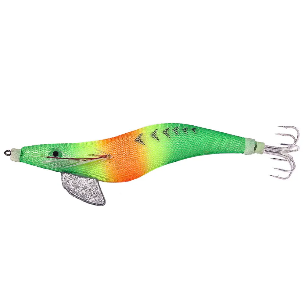 4.0 28G Premium Wooden Fishing Lure Squid Jig Hook Realistic Shrimp and Cuttlefish Design - Hard Bait for Saltwater and Freshwat