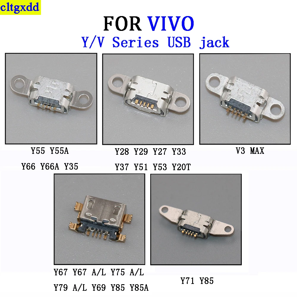 cltgxdd 2piece FOR VIVO Y27 Y28 Y29 Y33 Y35 Y37 Y51 Y53 Y55 Y66 Y67 Y71 Y75 Y85  USB charging connector Vivo charging port socke