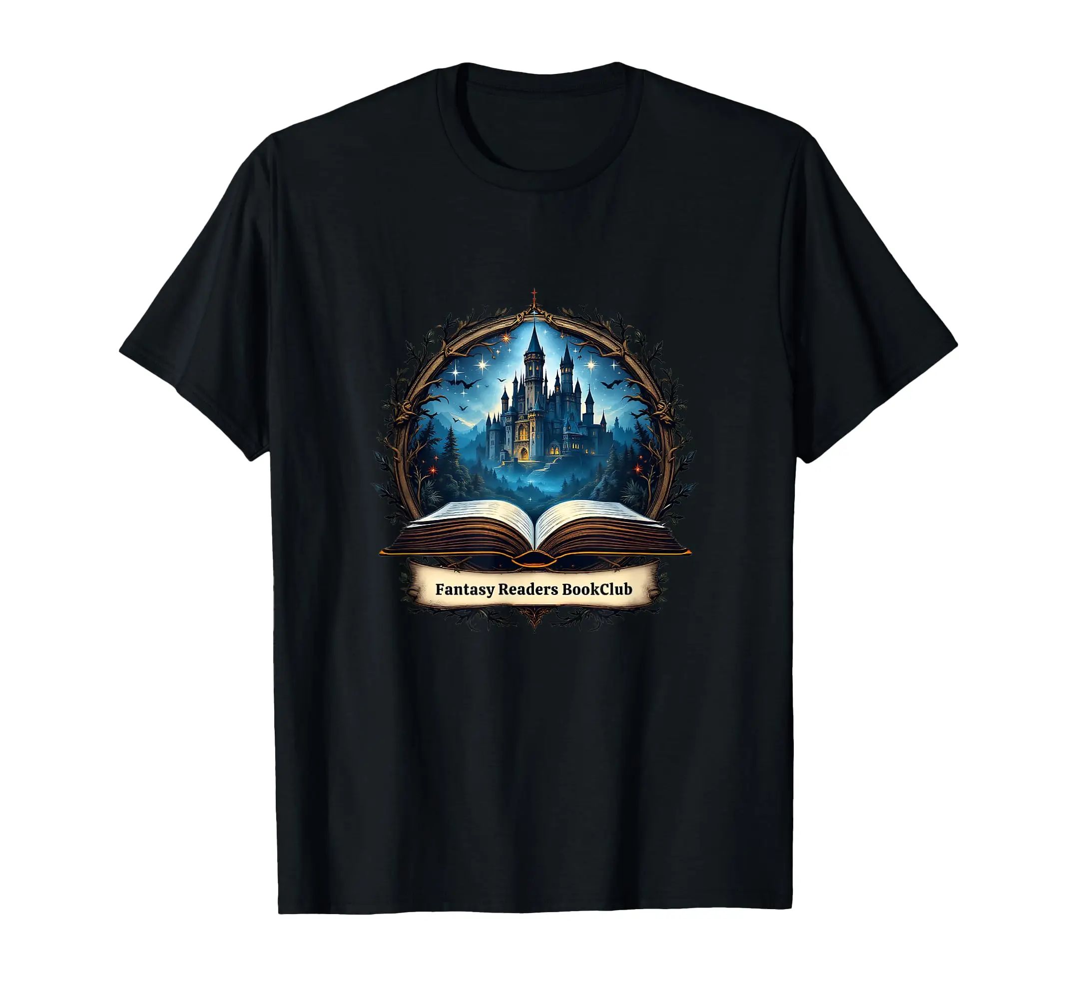 

Fantasy Readers Book Castle Magic Library Reading Art T-Shirt