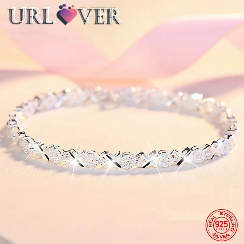 

URLOVER High Quality Silver Color Fashion Multiple Styles Bracelet Chain For Women Fashion Wedding Party Beautiful Jewelry Gift