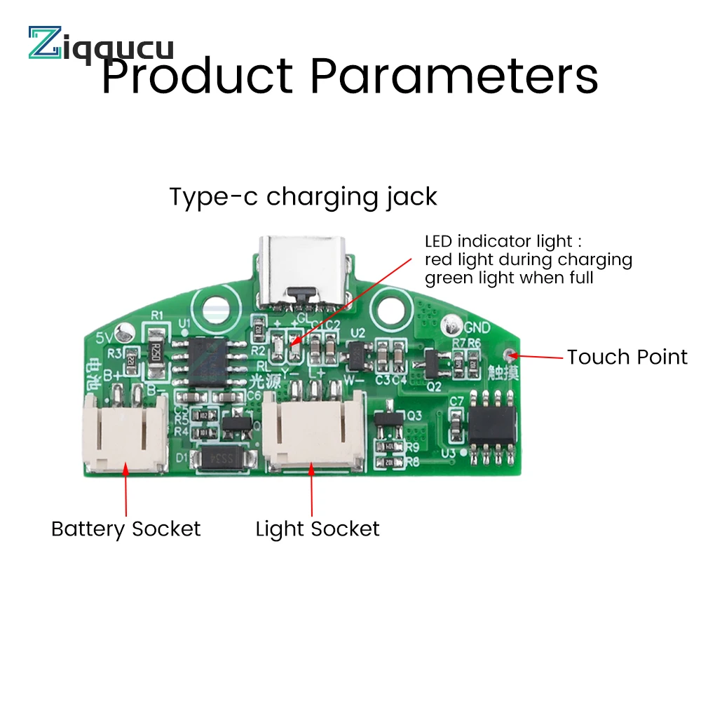 TYPE-C Desk Lamp Circuit Board USB Charging Infinitely Dimmable LED Night Light Control Module Charging Touch Bi-Color Board