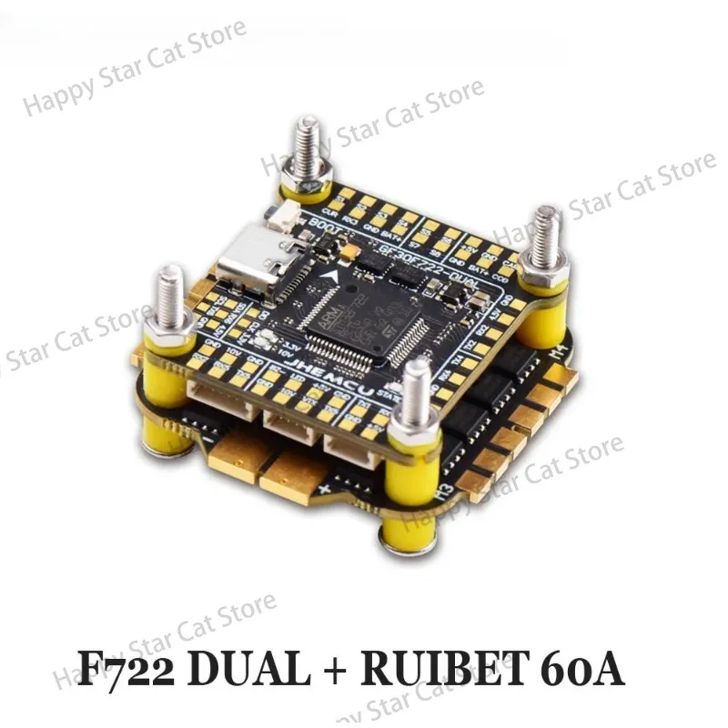 Jhemcu F7 Stack F722 Dual Flight Controller With Ruibet 60a Esc 3-6s 30.5*30.5mm For Rc Fpv Drone