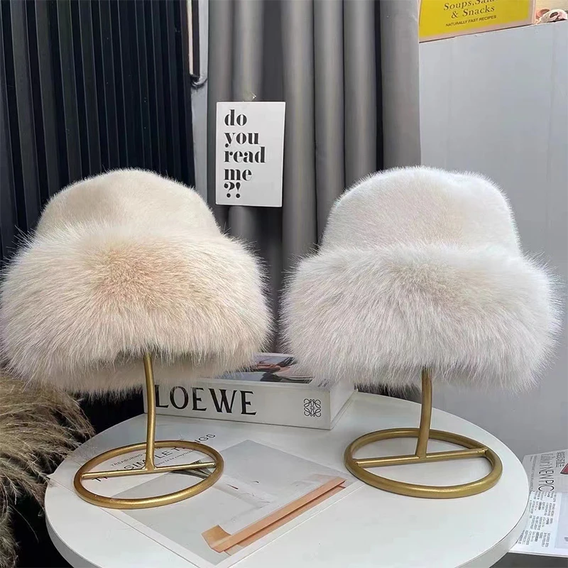 

Autumn And Winter 2024 New Women's Fashion Fur Cap Fur Hat Fur Hats Mongolian Hat Brimless Plush Fluffy Skiing Riding Warm Caps