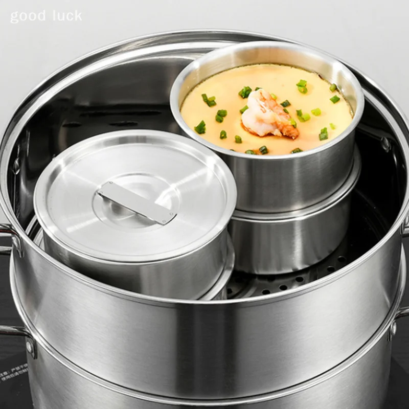 Cuenco de acero inoxidable para huevos al vapor, Ramen, arroz, fruta, ensalada, estofado, tazones con tapas, taza para sopa, contenedor de comida, suministros de vajilla de cocina