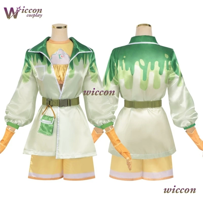 إنفينيتي نيكي تأثيري حلي شعر مستعار كرنفال الزي الضفدع موضة الأخضر فستان بتصميم بدلة معطف السراويل هالوين النساء الفتيات الملابس #4