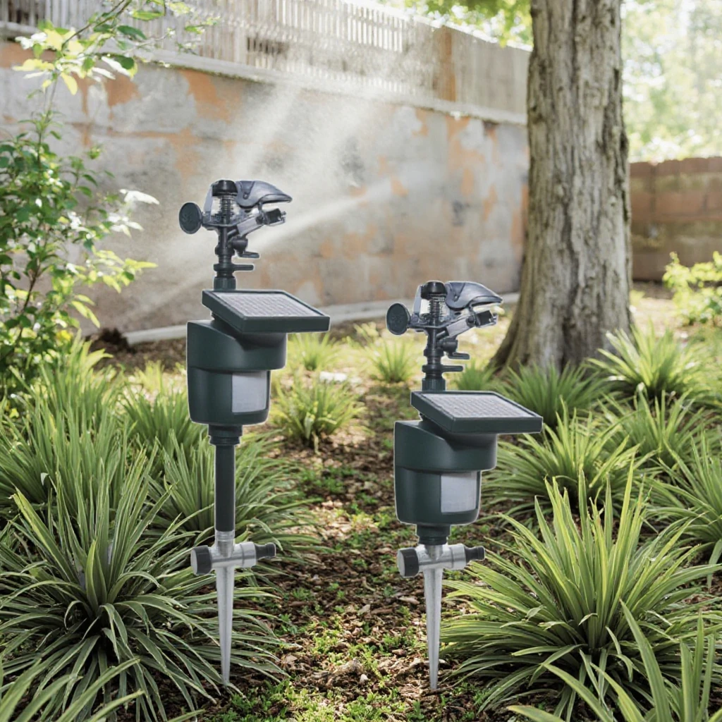 Repelente de agua para animales con energía solar, repelente de animales ultrasónico, pulverizador para el control de plagas, dispositivo de nebulización con energía solar