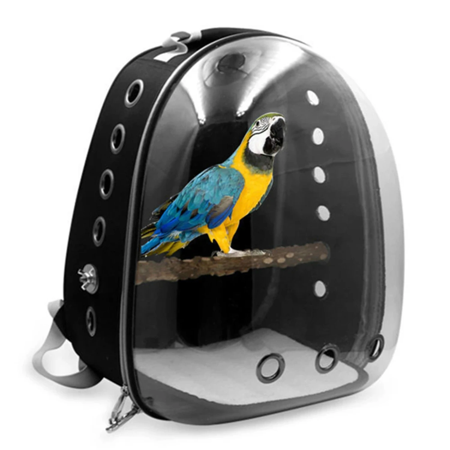 Parrot Carrier Portable Bird Cage with Prech and Feeder Acrylic 180° Sightseeing Pet Backpack Bag for Parakeet Birds Travel