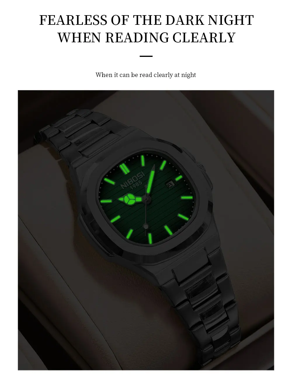 2 قطعة NIBOSI ساعات مربعة فاخرة للمرأة مضيئة مقاوم للماء تاريخ السيدات ساعة أنيقة المرأة ساعات كوارتز ساعات الإناث #3