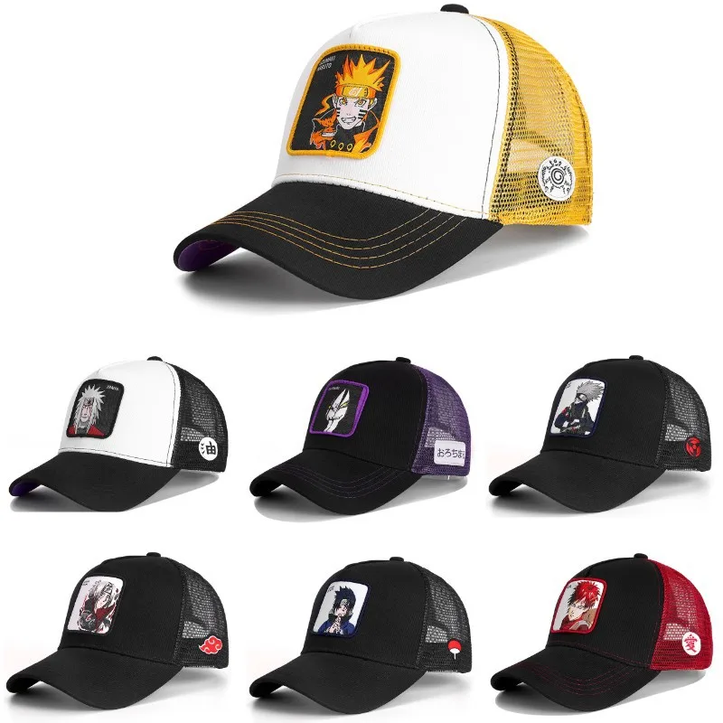 NARUTO Men Hat Baseball Cap Summer Sun Shade Fashion Hip Hop Mesh Hat Adjustable Sports Hat Uzumaki Naruto Uchiha Sasuke