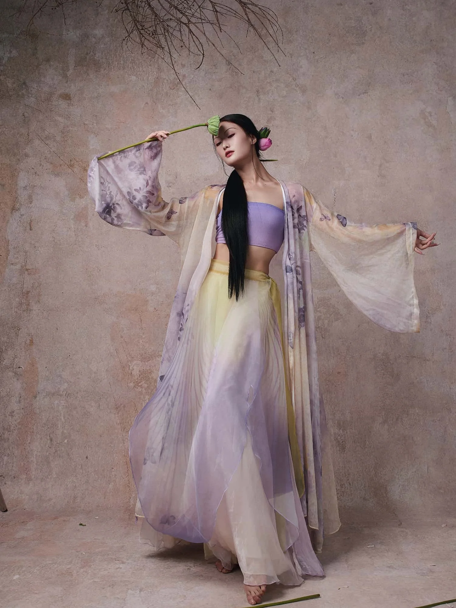 

WYZ Cover up Wing Dr Jazz Dance Sle Dry Purple Print Sa Юбка Этнический сценический костюм для женщин