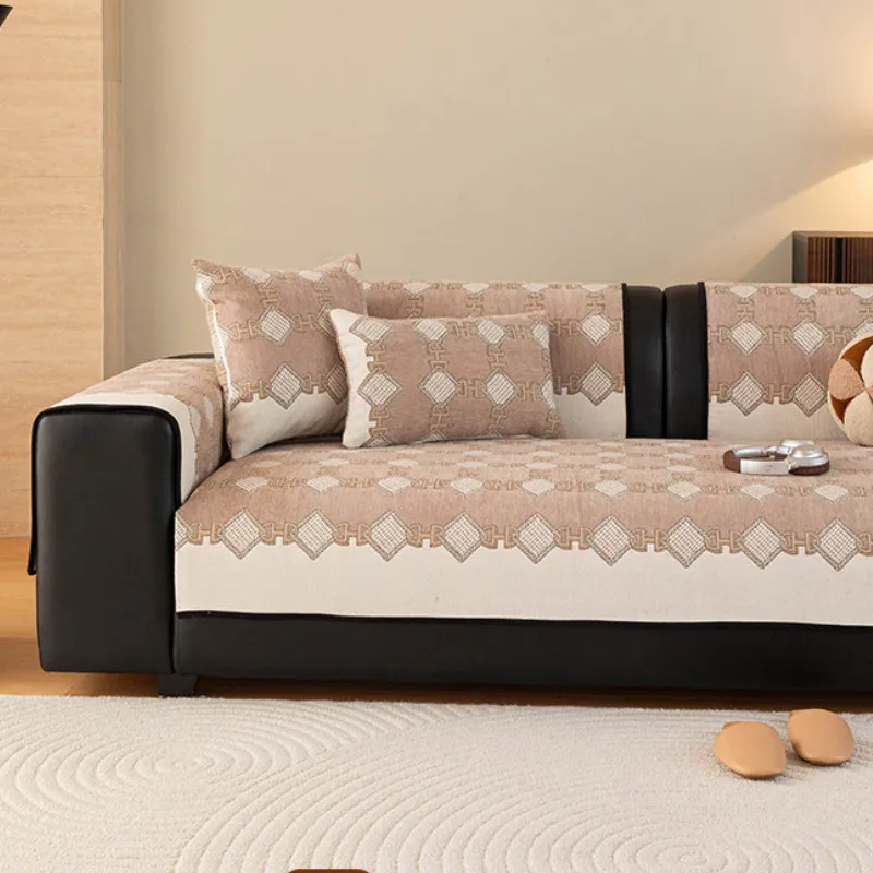 1Pcs Chenille Anti-Slip Couch Cover for Living Room Wear-resistant Cat-scratch-proof Modern Four Seasons Universal Seat Cushion