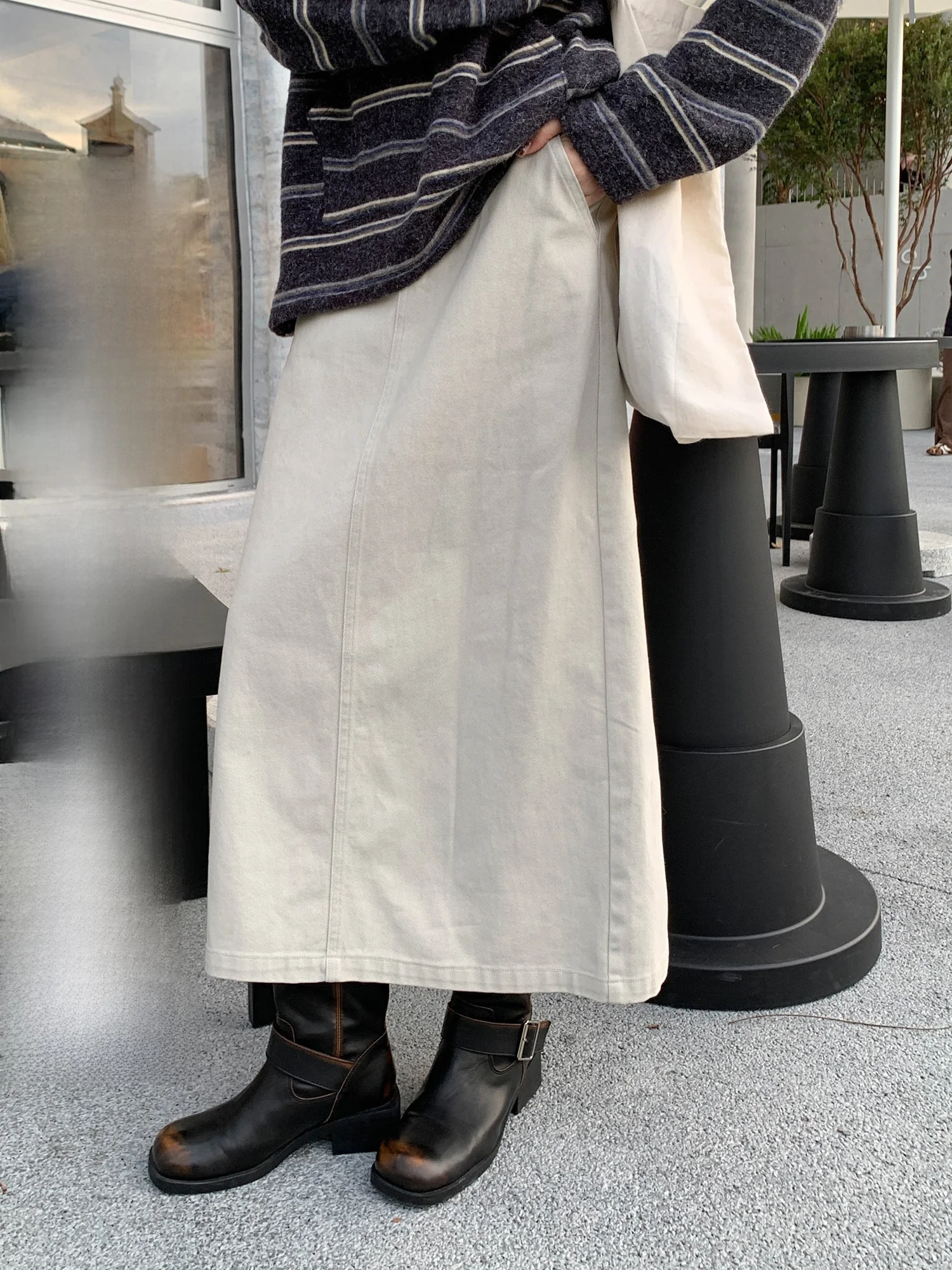 

Изящная юбка миди с высокой талией для женщин, новая осенне-зимняя коллекция, красивого цвета тавни, повседневная, модная, длиной до колена.