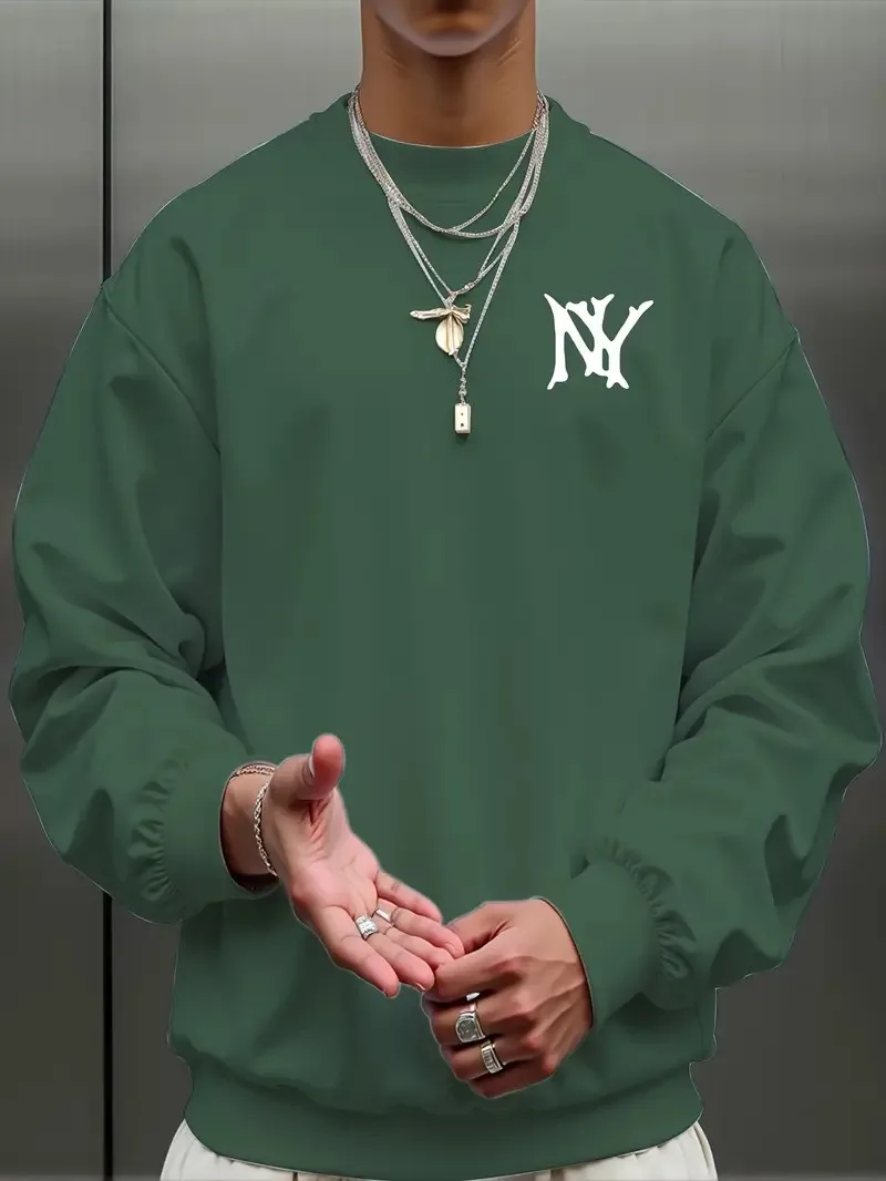 يتميز القلنسوة الرجالية الجديدة ذات الرقبة المستديرة لربيع وخريف 2025 بطباعة حروف ثلاثية الأبعاد غير رسمية وعصرية في الشارع #6