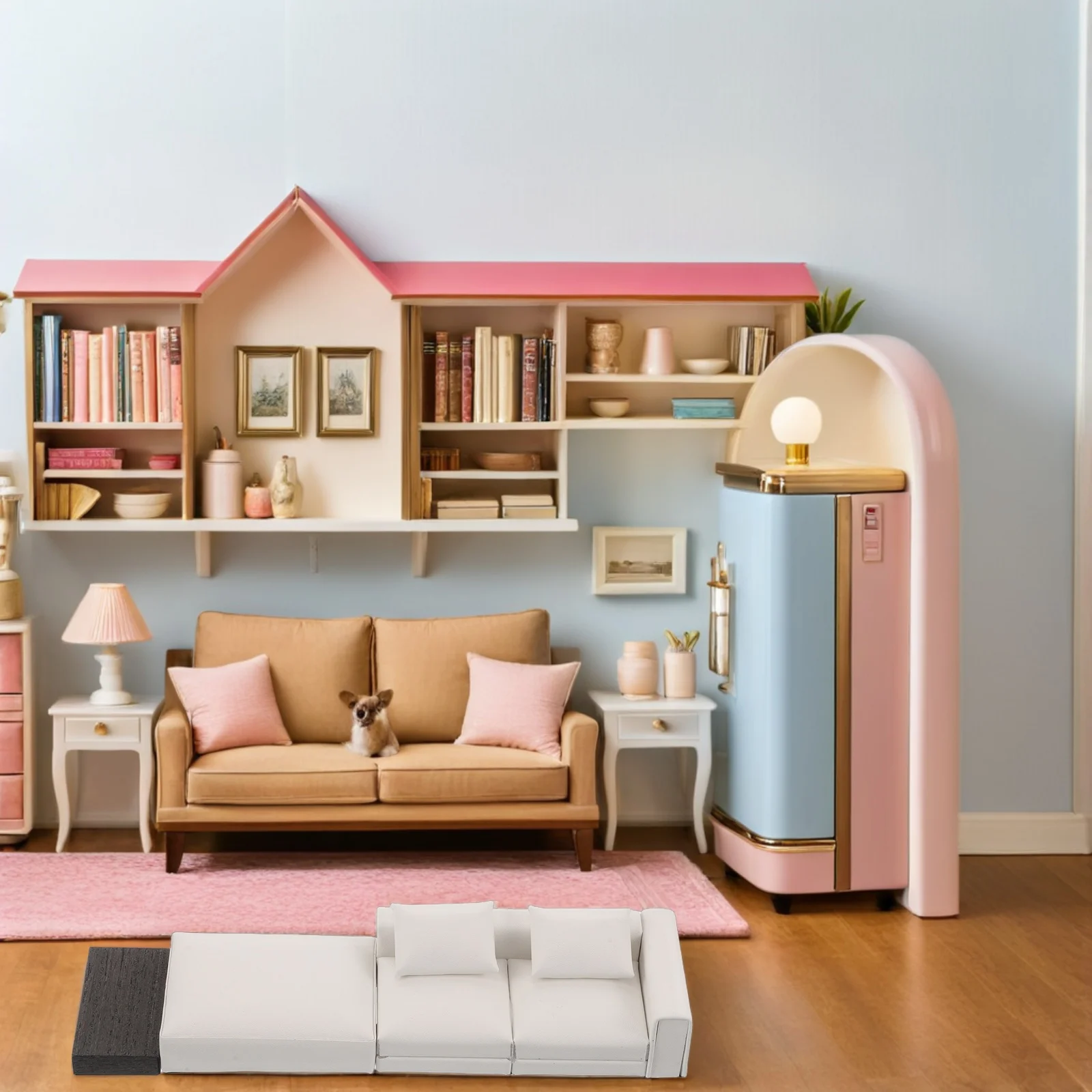 Mini sofá a escala 1:20, sofá realista para casa de muñecas para niños, decoración para sala de juegos, muebles en miniatura para sala de estar de casa de muñecas