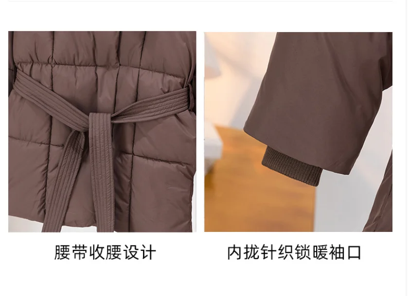Advanced with Waist Cinching Tie Up Black Cotton Jacket Women's 2026 Winter New Korean Version Stand Collar Coat Female Parkas