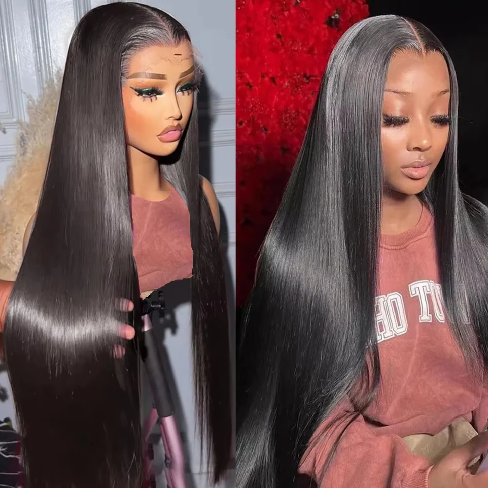 Parrucca per capelli umani diritta naturale densità 200% 13x4 13x6 HD parrucca frontale in pizzo trasparente donne capelli Remy 40 capelli brasiliani da 46 pollici