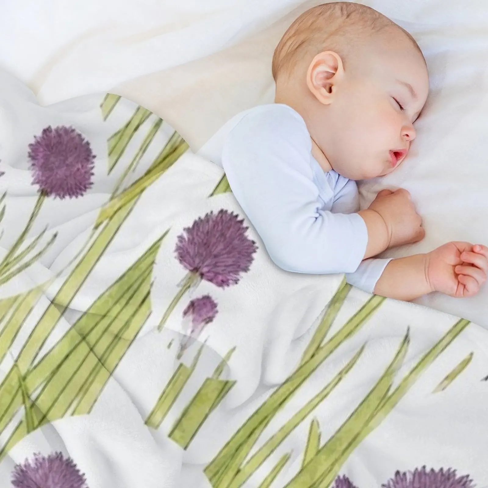 بطانية رمي ألوان مائية نباتية ناعمة من القطيفة منقوشة متعددة الأغراض بطانيات دافئة #5