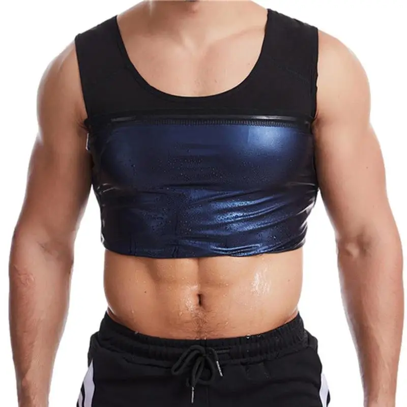 Mens Sauna Vest Breathable Sweat Body Shaper Slimming Waist Trainer Vest Quick-drying Sports Tank Top Shirt Workout Vest No Zip