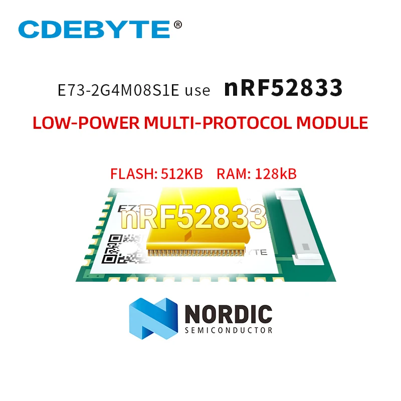 NRF52833 modulo RF 2.4GHz BLE 5.1 Mesh Thread ZigBee 8dBm CDEBYTE E73-2G4M08S1E ricevitore ricetrasmettitore Wireless per UAV Smart Home