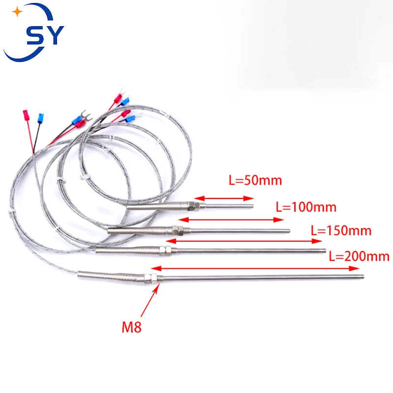 Probe Type Thermocouple K/E Stainless Steel Shielded Wire Thermal Resistance Rod Measuring Wire Temperature Sensor