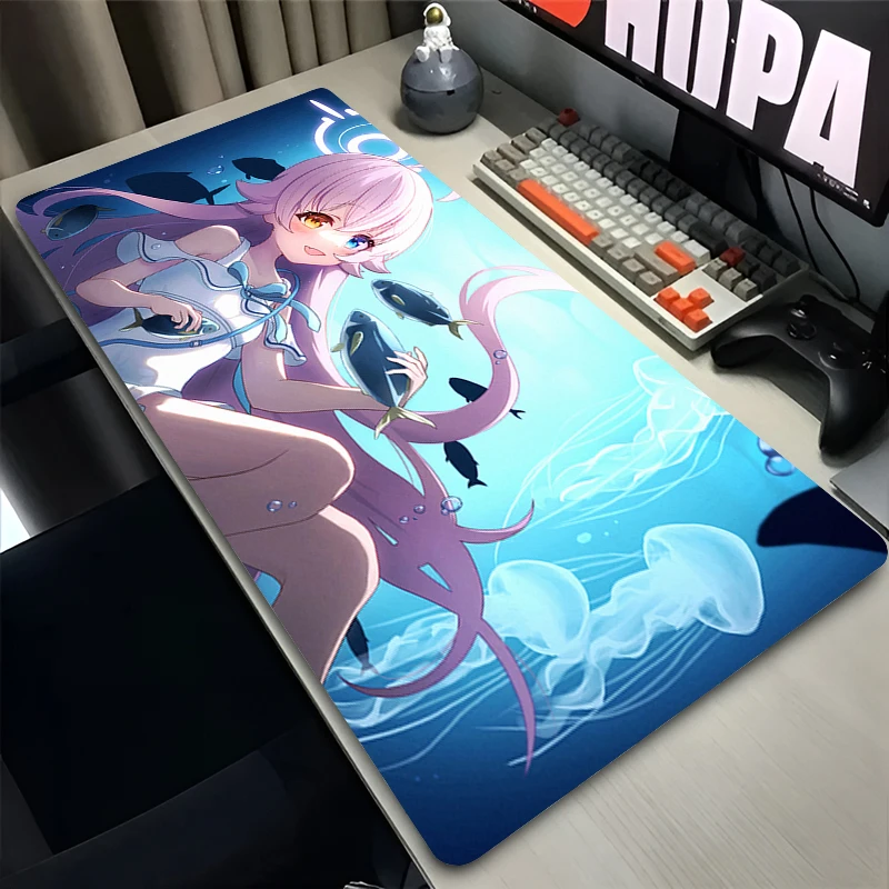 Mouse Pad Office PC Gaming Accessories Keyboard Pad Anime Print HD Mousepad Laptop Desk Blue Archive Takanashi Hoshino Mouse Mat